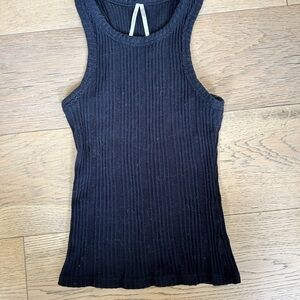 Anthropologie Sweater Women's XS Black Knit Ribbedf Sleeveless Tank Top Preppy